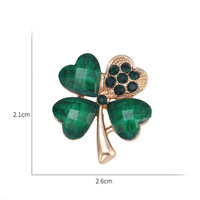 Nouvelle broche coréenne trèfle à quatre feuilles en alliage électroplaqué avec strass, épingle florale, accessoire pour femme, vente en gros