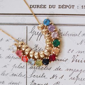 Collar de Plata de Ley 925 con Cadena de Eslabones y Piedra de Nacimiento de Corte Brillante en Varios Colores - Product Image 5