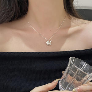 Collar de Cadena de Bambú de Plata de Ley con Gato Tridimensional de Dibujos Animados Estilo Coreano Tichi Foot para Mujer - Product Image 2