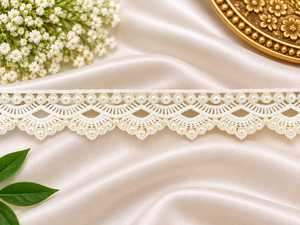 Bordure en dentelle perlée élégante, ruban floral blanc au crochet, largeur personnalisée, pour robe de mariée, voile de mariée, couture de vêtements, usage domestique - Product Image 3