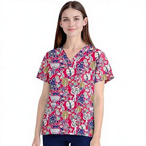 เสื้อสครับแบบทอผ้าฝ้าย 100% สำหรับทุกเพศ พร้อมผ้ากันเปื้อนแบบถอดได้ สำหรับพยาบาลและบุคลากรทางทันตกรรมในสภาพแวดล้อมการทำงานที่มีความวุ่นวาย - Product Image 4