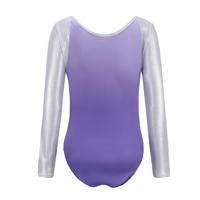 Ensemble de justaucorps de gymnastique B73 personnalisé pour filles, à manches longues, dégradé, avec strass, jupe en mousseline scintillante et chouchou pour cheveux, tenue de danse pour enfants