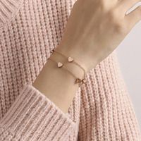 Bracelet chaîne à plusieurs niveaux en forme de cœur pour femmes, 16,5+5 cm, acier inoxydable, réglable, tendance, 3 couleurs, vente en gros