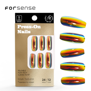 Logotipo personalizado holograma bailarina larga prensa en las <span class=keywords><strong>uñas</strong></span> impresionar cromo <span class=keywords><strong>uñas</strong></span> postizas conjunto metálico azul vacaciones palo en las puntas de las <span class=keywords><strong>uñas</strong></span> niñas - Product Image 4