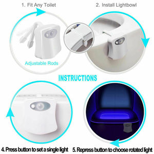 ضوء ليلي ذكي لمقعد المرحاض مع مستشعر حركة PIR وإضاءة خلفية مقاومة للماء بـ 8 ألوان LED - Product Image 3