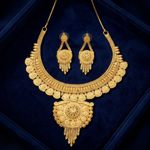 Collares Cortos de Cadena Chapados en Oro de 14K, 18K, 24K al por Mayor, de Latón Relleno de Oro, Diseño Tradicional de Moda, Conjunto de Joyería para Boda - Product Image 1