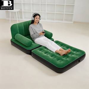 Sofá Cama Inflable Plegable de Lujo, Sillón Inflable Multiusos con Superficie Aterciopelada, Colchón para el Hogar, Camping y Exteriores - Product Image 2