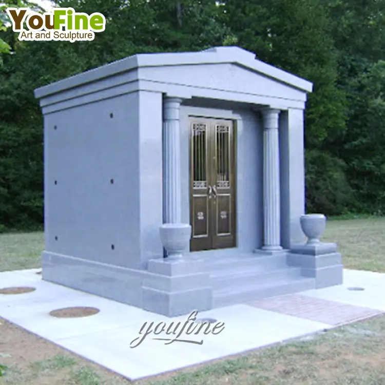 Kunden spezifische Größe Marmor 2 Krypta Mausoleum Grabstein mit Blumentopf für die Familie
