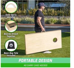 Jeu de <span class=keywords><strong>Cornhole</strong></span> Classique en Bois 4 x 2 pieds, Portable, pour Adultes et Famille, avec 8 Sacs de Lancer et Sac de Transport - Product Image 4