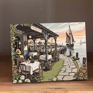 SONGWOO Kit Pittura Acrilica con Numeri per Principianti, Paesaggio Portuale, Decorazione Casa, Senza Cornice - Product Image 2