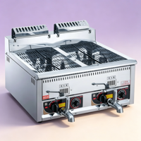 Freidora Comercial de Gas Natural de Doble Tanque de Acero Inoxidable de 12L+12L para Cocina, Pollo Frito, Papas Fritas, Negocios de Catering