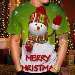 Unisex 2025 Red Merry <b>Christmas</b> <b>T</b>-<b>Shirt</b> <b>Ladies</b> & Men's Oversized Cotton <b>Christmas</b> Logo Printed Wholesale <b>Christmas</b> <b>T</b>-<b>Shirt</b> - Product Image 3