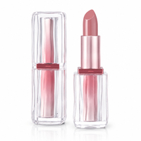 Rouge à lèvres de luxe à effet vague d'eau, tube transparent à paroi épaisse, dégradé or rose, végétalien, avec logo personnalisé, fournisseur OEM de maquillage en marque blanche