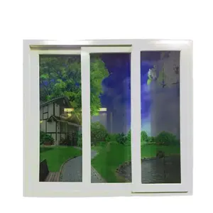 Protezione uragano doppio vetro temperato profilo in Pvc Upvc porta e finestra telaio vetro plastica Upvc Pvc finestra scorrevole