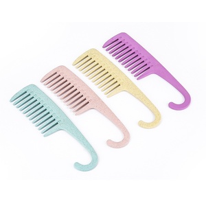 En stock, grand peigne de massage incurvé en paille de blé avec paillettes, peigne de <span class=keywords><strong>coiffure</strong></span> personnalisable en couleur et logo, pour usage domestique - Product Image 3