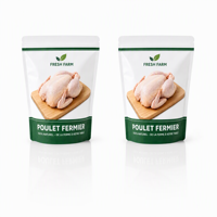 Sacs en plastique personnalisés refermables avec fermeture éclair, sans BPA, adaptés aux aliments, en nylon, pour l'emballage de viande de poulet fraîche et congelée