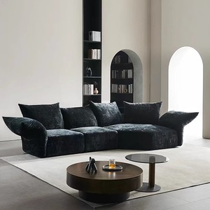 Sofá esquinero minimalista italiano de chenilla en forma de L, diseño semicircular para sala de estar, apartamento pequeño, muebles curvos modernos - Product Image 3