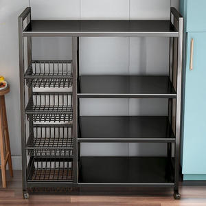 High Quality Storage Rack Heavy Duty Metal Garage Rack Organizer On Wheels 4 Shelf <b>Foldable</b> For Kitchen Islands <b>Carts</b> Home - Product Image 3