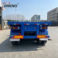 Semi-remorque plateau 20 pieds, châssis conteneur tri-essieux, système de verrouillage Twist Lock, capacité 30 tonnes, freinage pneumatique, plateforme en acier, neuve