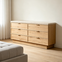 Commode à 6 tiroirs en bois massif sans bavures, style moderne et minimaliste, personnalisable OEM/ODM, pour salon, chambre et rangement de placard