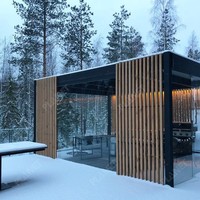 Panneau à persiennes en bois de jardin en aluminium électrique d'extérieur Supports de gazebos Pavilion Imperméable Pergola bioclimatique d'auvent d'arrière-cour
