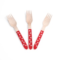 Fourchette jetable en bois de bouleau naturel, biodégradable, de luxe, personnalisable, écologique, vaisselle alimentaire sécurisée pour desserts, fruits et salades
