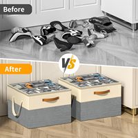 Organisateur de chaussures pour armoire, boîtes de rangement en lin multifonctionnelles avec séparateurs ajustables, bacs de rangement pour chaussures
