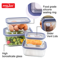 Pyglass ensembles de conteneurs en verre rect transparent de haute qualité boîtes de rangement de qualité alimentaire économiser de l'espace de cuisine différentes tailles de conteneurs en verre