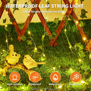 IP44 étanche extérieur <span class=keywords><strong>guirlande</strong></span> chaud blanc vert feuilles vigne chaîne lumière cuivre Flexible fleur décorations de noël intérieur - Product Image 3