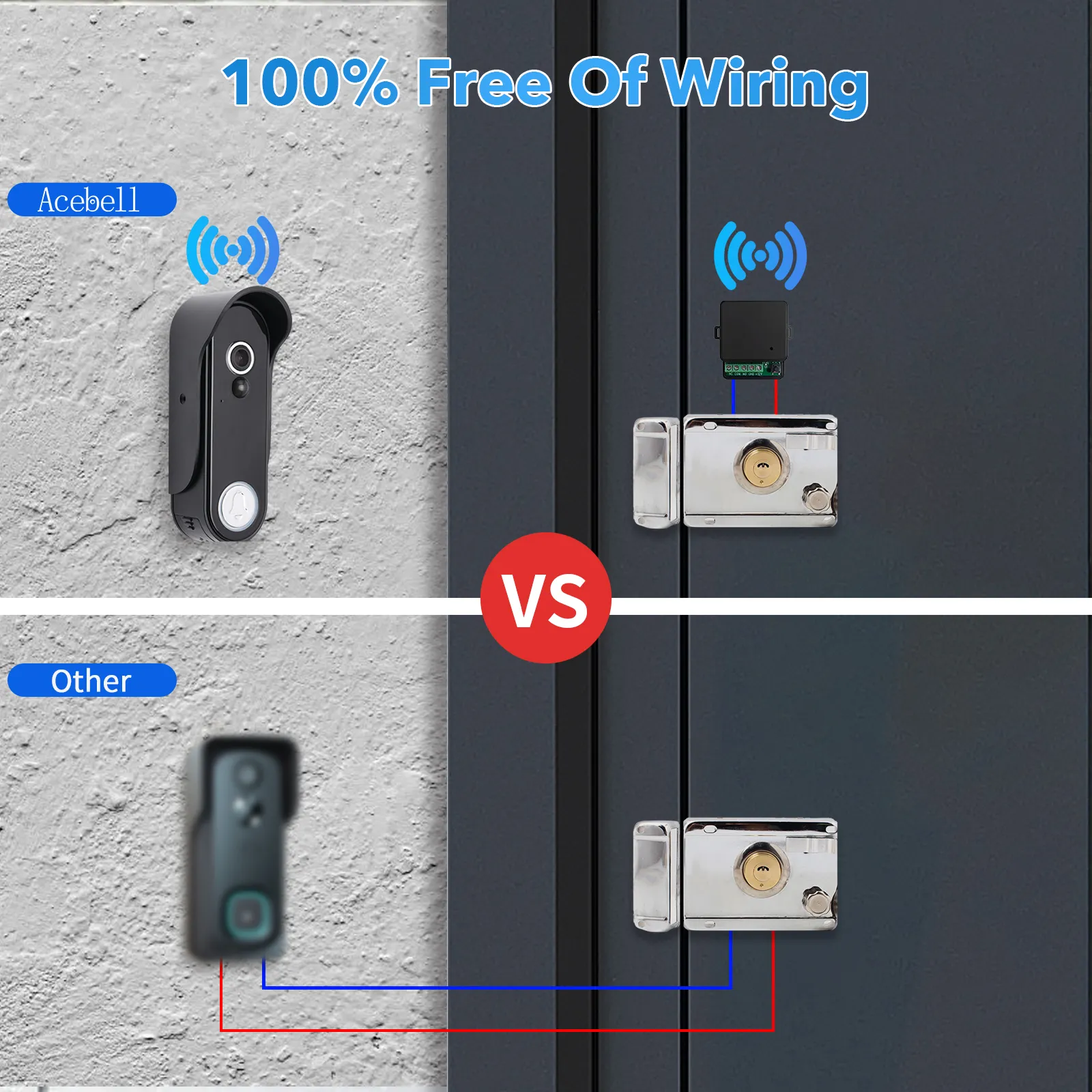 Tuya bel pintu nirkabel, kamera pintar luar ruangan dan Monitor dalam ruangan sistem interkom bel pintu kamera Wifi Video bel pintu