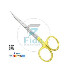 顶级锻造菲达国际外科虹膜剪刀，带短刀片直11.5厘米TC外科牙科剪刀