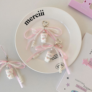 Mobile Phone Lanyard Korean Style Cute Bowknot <b>Bear</b> Keychain <b>pink</b> Ribbon Bow Key Chains Decoration Pendant Girl Birthday Gifts - Product Image 5