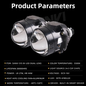 Sanvi S15 2.5 Inch Bi LED Projector Lens Headlight Retrofit Kits Matrix LED Module Aftermarket Automotive LED Headlamp Convert - Product Image 6