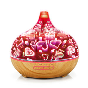 Lámpara Difusora de Aroma de Vidrio Creativa, Humidificador Ultrasónico de 0.5L, Base con Aspecto de Madera, Luz LED, para Hogar y Oficina - Product Image 2