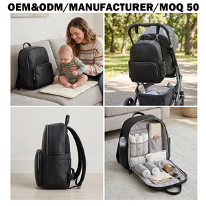 <span class=keywords><strong>Mochila</strong></span> Pañalera de Piel Sintética Vegana Premium Personalizada OEM con Correas para Cochecito, Bolsa Multifuncional para Artículos de Bebé para el Mercado Alemán - Product Image 6