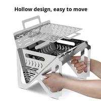 Barbecue au charbon de bois pliable portable en acier inoxydable 201, sans fumée, facile à assembler, allumage manuel, pour le camping et les barbecues en plein air