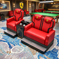 S.Q.F Luxe Fauteuil de billard avec console centrale et marchepied, en cuir PU, accoudoir large, rembourrage épais, moderne, pour salle de jeux commerciale et snooker