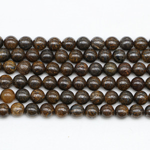 Cuentas de piedra natural redondas de bronce sueltas para hacer pulseras 8mm ST0101 - Product Image 1