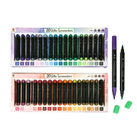 20 couleurs de marqueurs à paillettes à double pointe, à base d'eau, avec pinceau et pointe fine pour le dessin, les loisirs créatifs et la papeterie
