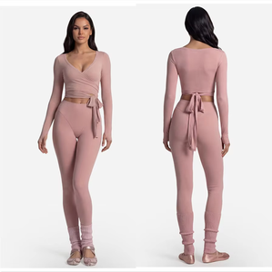 Balletcore Exercise Clothing for Women Yoga Wear Long Sleeve Cropped Top Wrapped Sports <b>Skirt</b> Leggings Set Butter Soft SQ6088 - Product Image 4