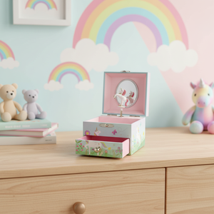 Caja Musical de Madera MDF de Alta Calidad con Diseño de Caballo Arcoíris y Estampado Dorado con Espejo para Regalos de Cumpleaños, Venta al por Mayor de Yiyu - Product Image 5