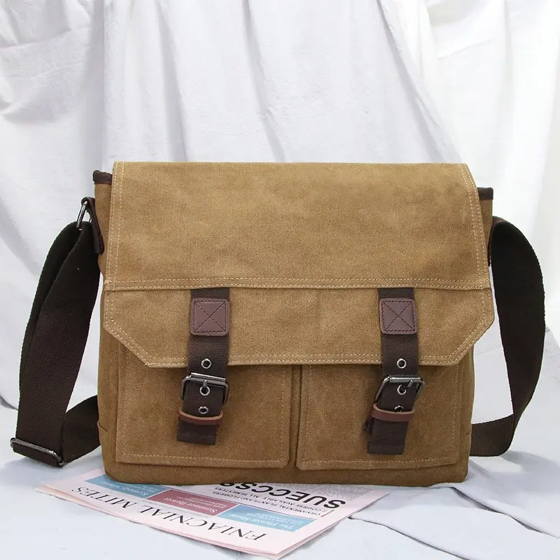 Simple new product ladies fashion solid color large capacity travel shoulder laptop custom men's messenger bag canvas