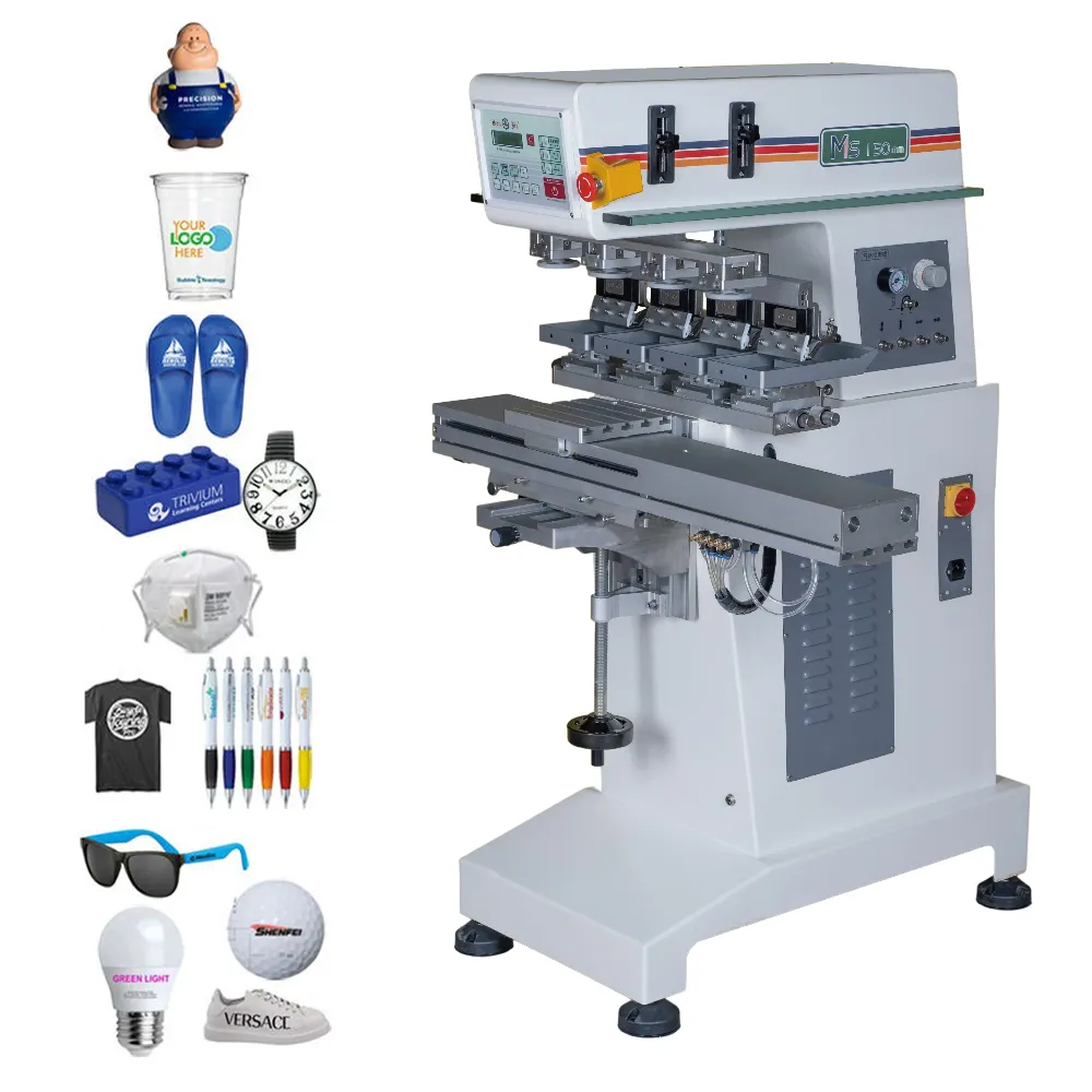 4 Color Pad Printer Sealed Ink Cup Open Tray Tampon 4 Color Pad Printing Machine For Toys Shoes Pencil Pen
