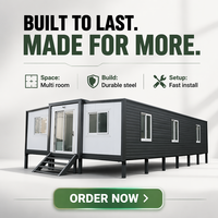 Maison conteneur extensible de 40 pieds à dépliage rapide en 1 heure, avec plafond de 9 pieds de hauteur et ventilation complète, pour camp de travail à grande échelle