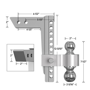 Drop 10 Rise Receiver Remorking Connecting 2-Inch Adjustable Heavy Duty Trailer Hitch Ball Mount Forged Aluminum alloy Shank - Product Image 2
