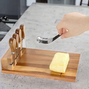 Plateau à fromage et planche à découper carrée en bambou, ensemble de plateau à fruits pour le petit-déjeuner avec emballage combiné - Product Image 3