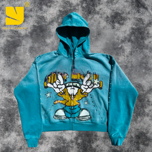 <span class=keywords><strong>Sudadera</strong></span> con capucha de una pieza personalizada de 360 GSM para hombres vendedores largos con impresión digital y diseño de cremallera con lavado ácido <span class=keywords><strong>Sudadera</strong></span> con capucha - Product Image 6