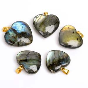 Collar con Colgante de Labradorita en Forma de Corazón, Cabujón Natural con Engaste de Bisel, Joyería para Mujer, Cristal Energético Curativo y Calmante - Product Image 3