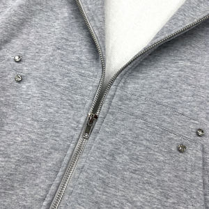 En vrac goutte épaule surdimensionné fermeture éclair à capuche unisexe Streetwear français éponge strass à capuche poids lourd coton fermeture éclair à capuche - Product Image 5