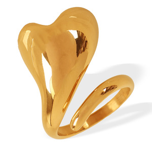 European And American Style Water Drop Shape 18K Gold Stainless Steel <b>Ring</b> For Women Niche Design High End Jewelry Gift - Product Image 5